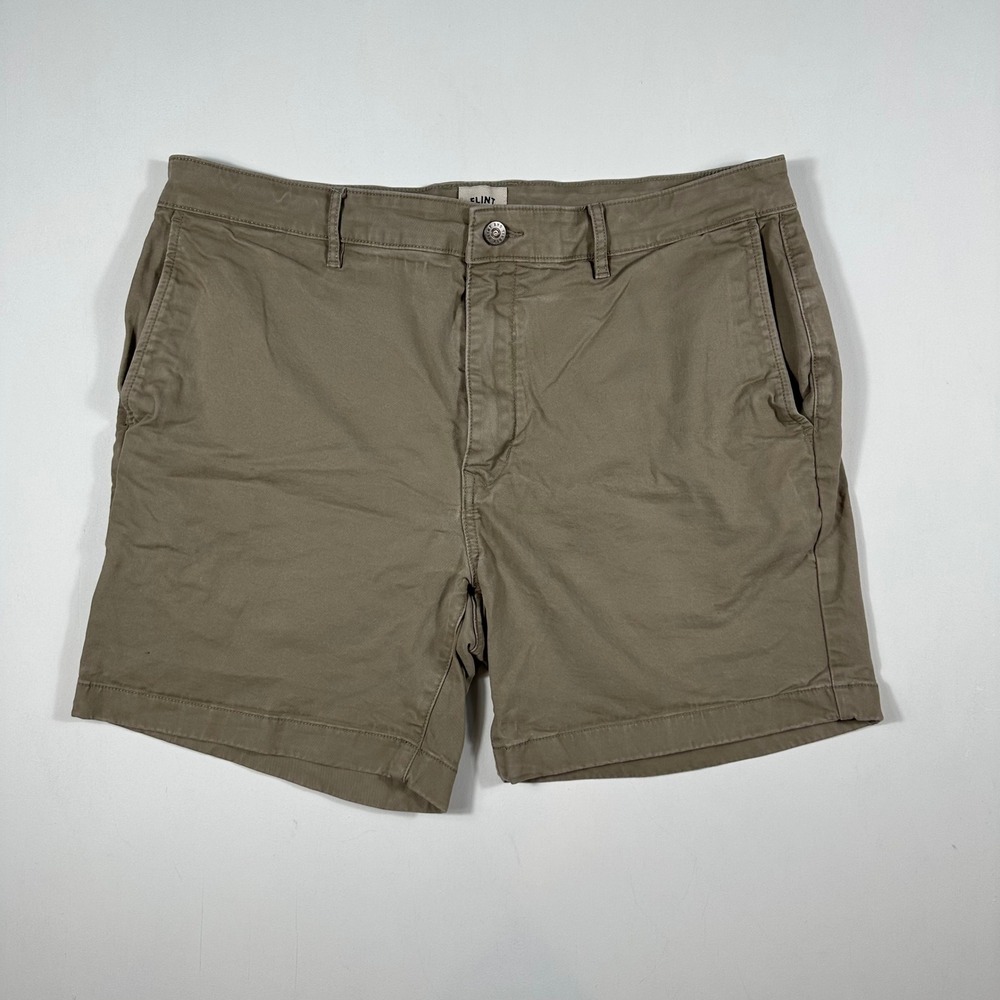 Flint and Tinder 365 Shorts Mens 36 Slim Straight Stretch Chino Khaki Brown